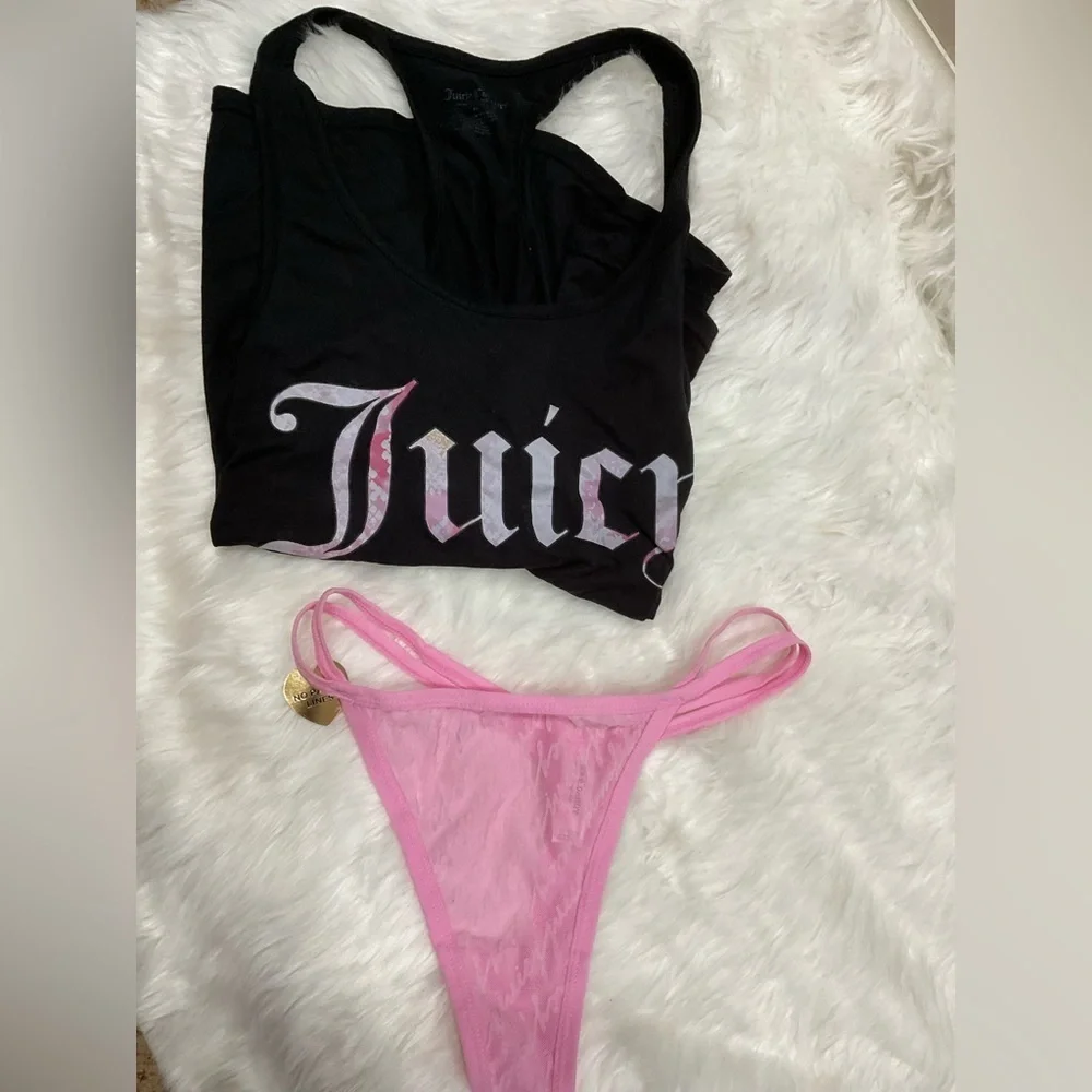 Juicy Couture Black and Pink Logo Tank Set